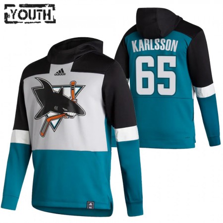 Dětské San Jose Sharks Erik Karlsson 65 2020-21 Reverse Retro Pullover Mikiny Hooded